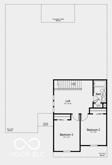 Second Floor Plan - Additional Highlights Include: RevWood flooring in great room, 42" upper kitchen cabinets, gas line in kitchen, water softener rough-in, and additional hose bib