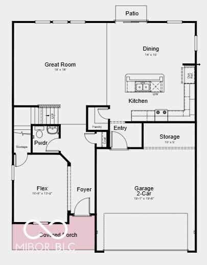 458 Chester Lane, Pittsboro, IN 46167 First Floor Plan - Additional Highlights Include: 42" upgraded upper kitchen cabinets, water softener rough-in at laundry room, gas line and 110V in kitchen