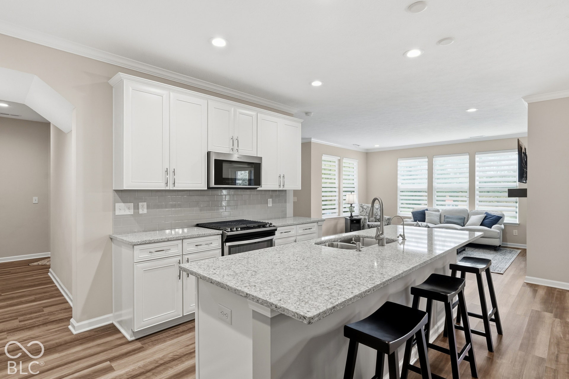Large kitchen island is great work space