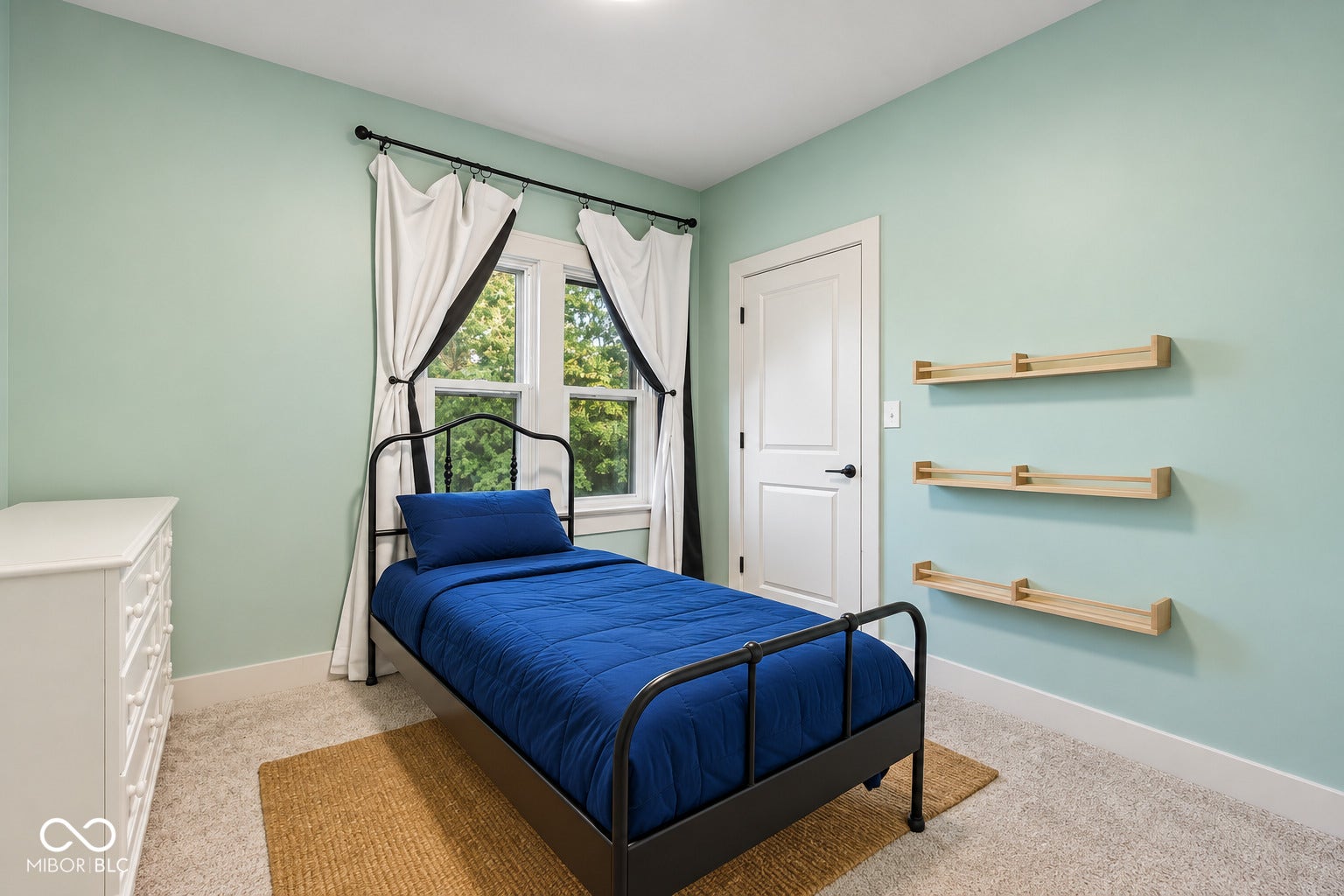 Virtually Altered - bedroom 2: Recessed lighting, painted walls, white trim, and light-colored carpeting