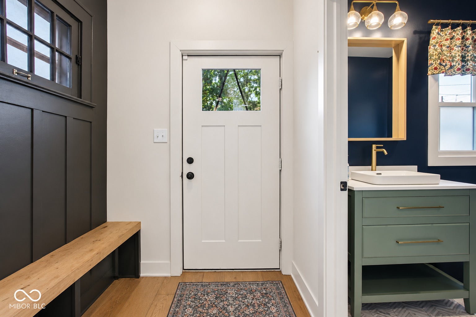 Virtually Altered - White craftsman-style door with clear glass panel
