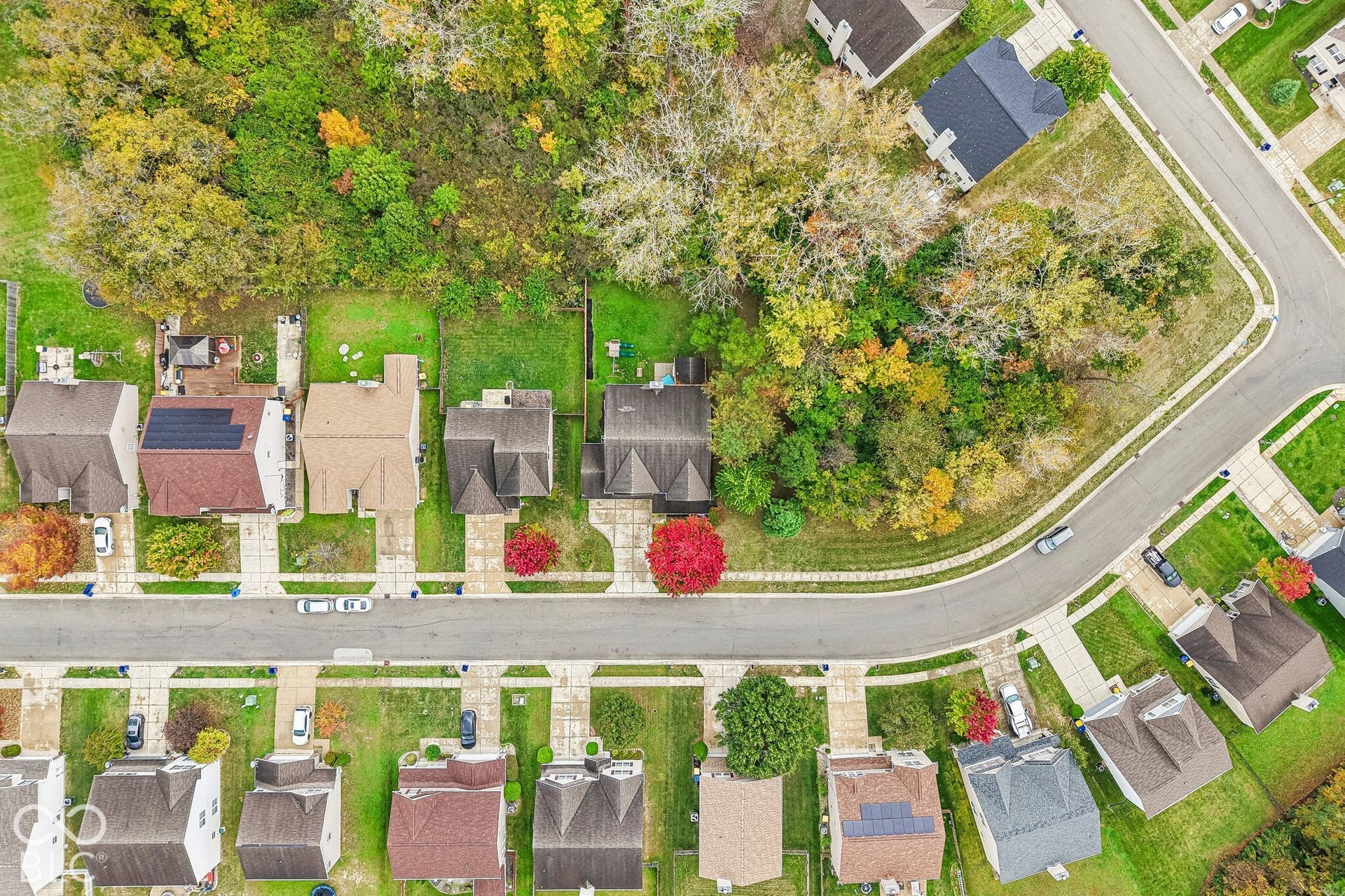 Bird's eye view of the home from above