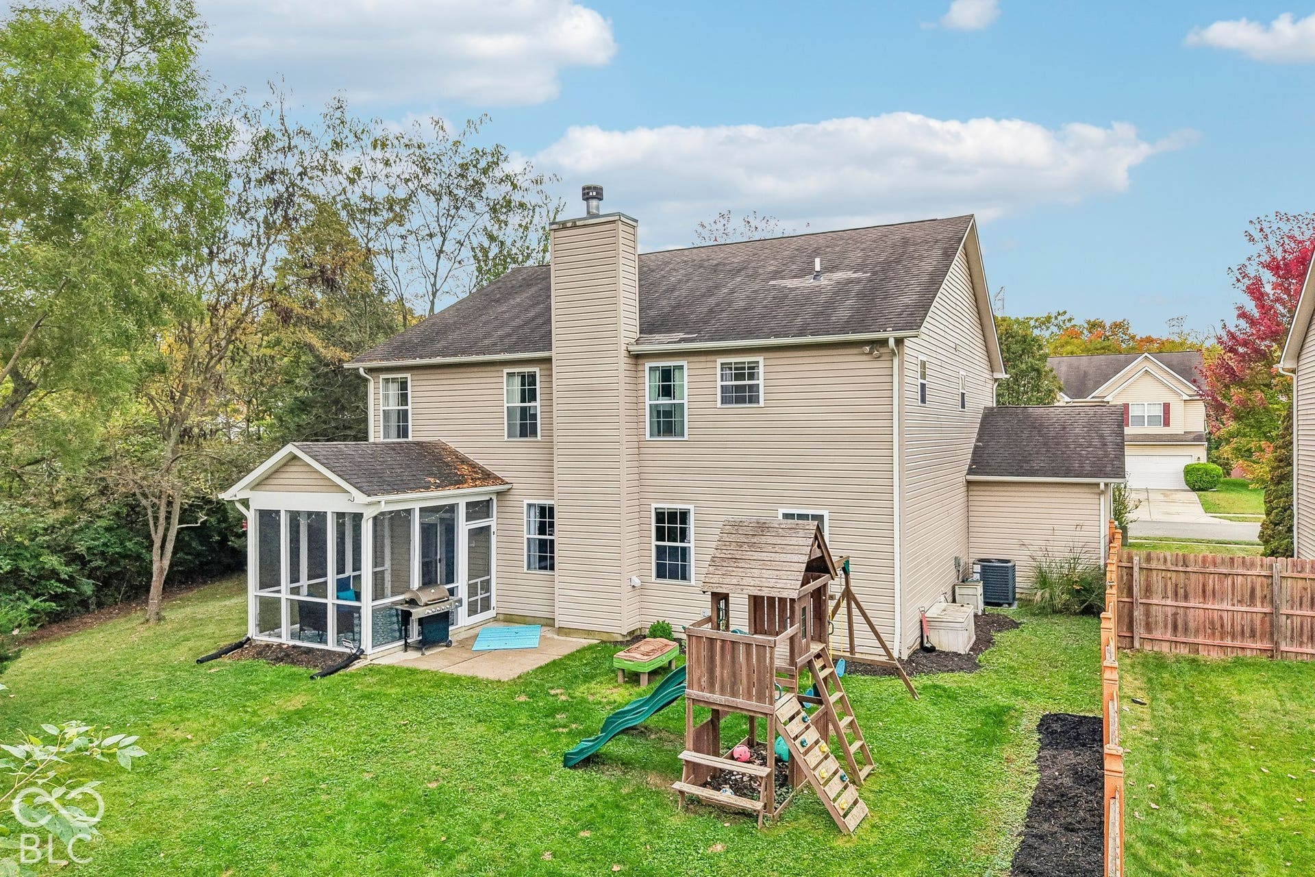 Aerial view of the private backyard