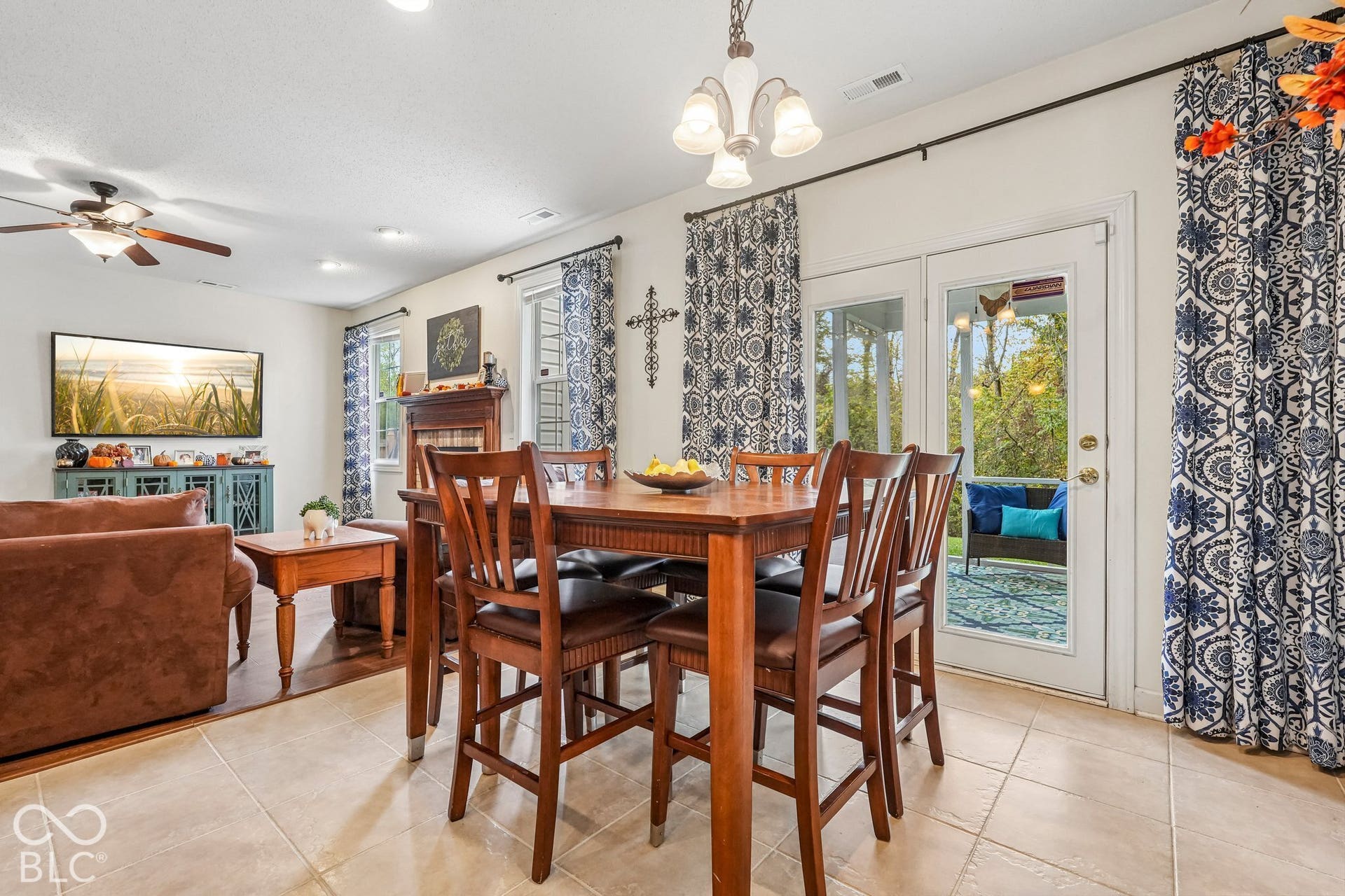 Breakfast room offers French doors to the screened in porch