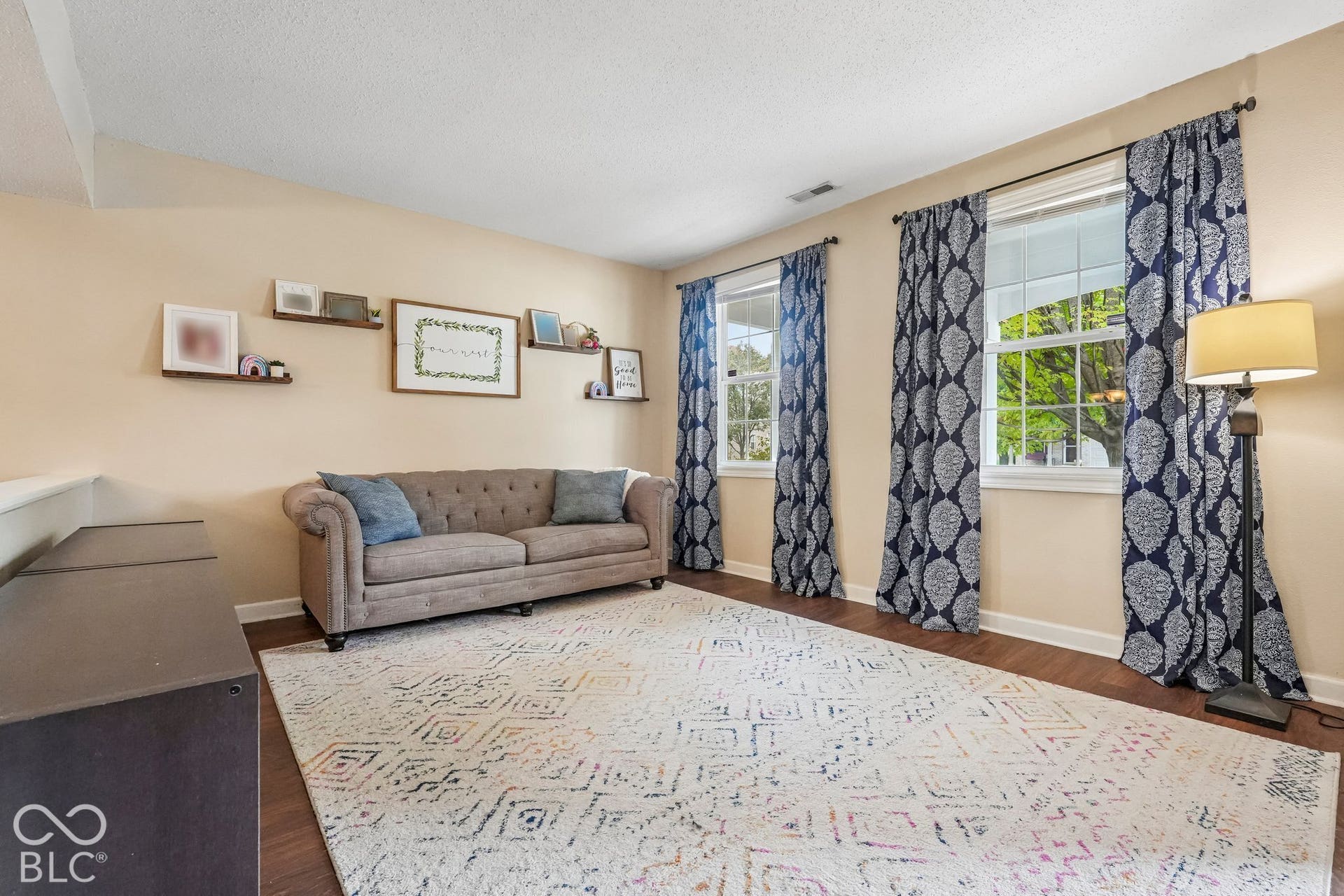 Great room is bright and sunny