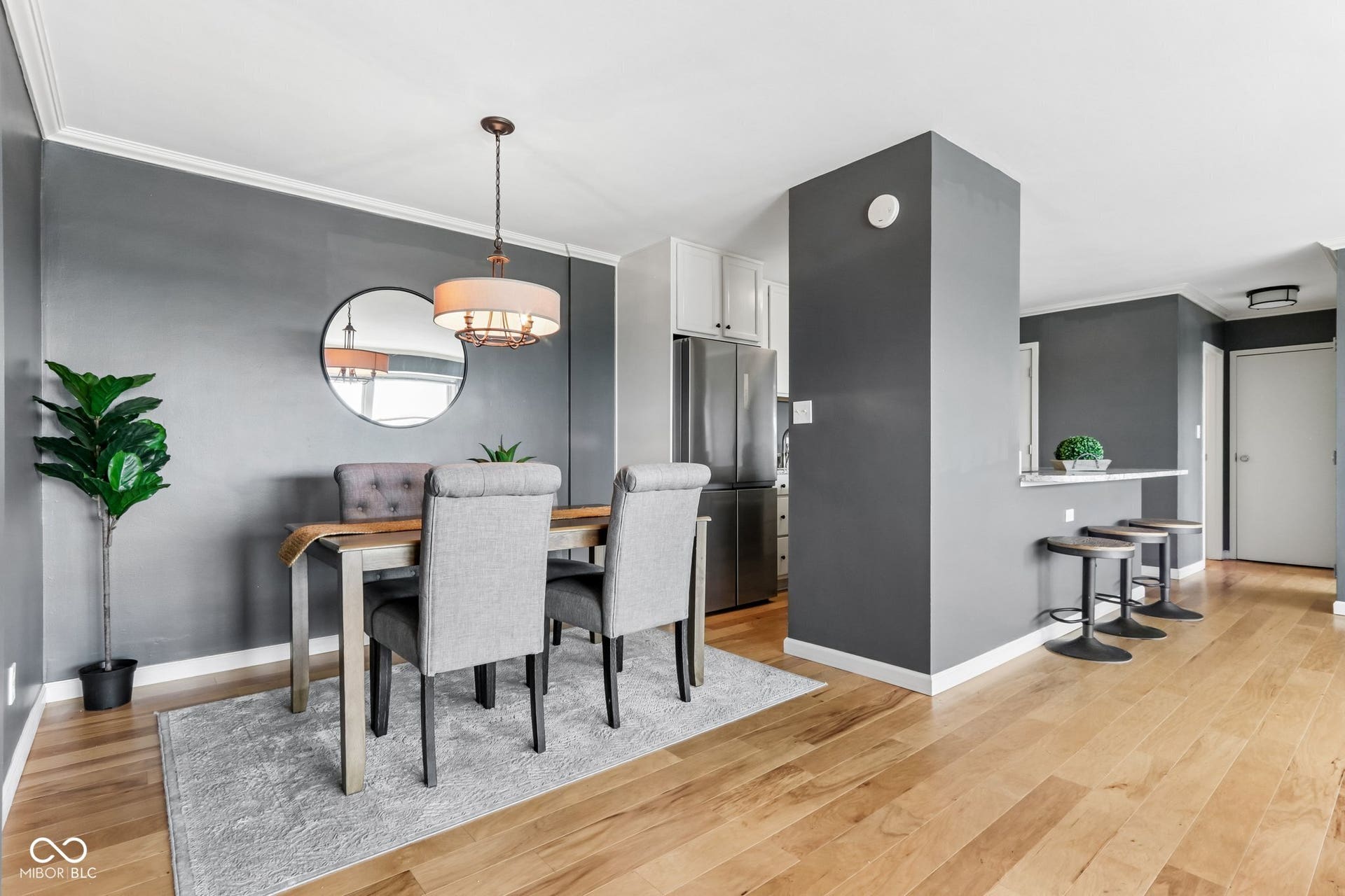 Wood-finish flooring throughout