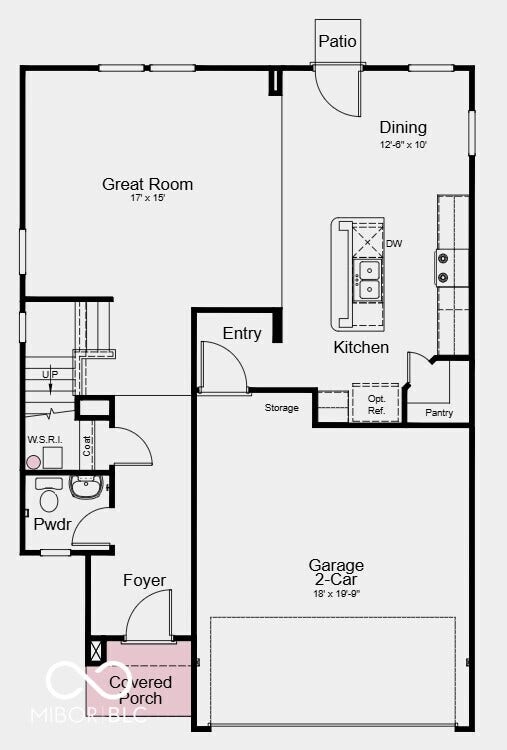 First Floor Plan - Additional Highlights Include: dual sinks and walk-in shower at primary bath, gas line in kitchen, and water softener rough-in