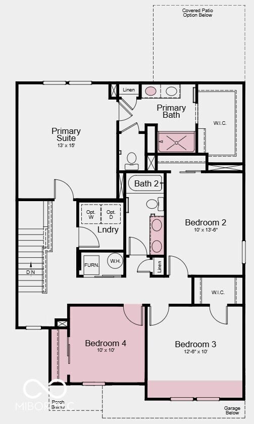 Second Floor Plan - Additional Highlights Include: dual sinks and walk-in shower at primary bath, gas line in kitchen, and water softener rough-in