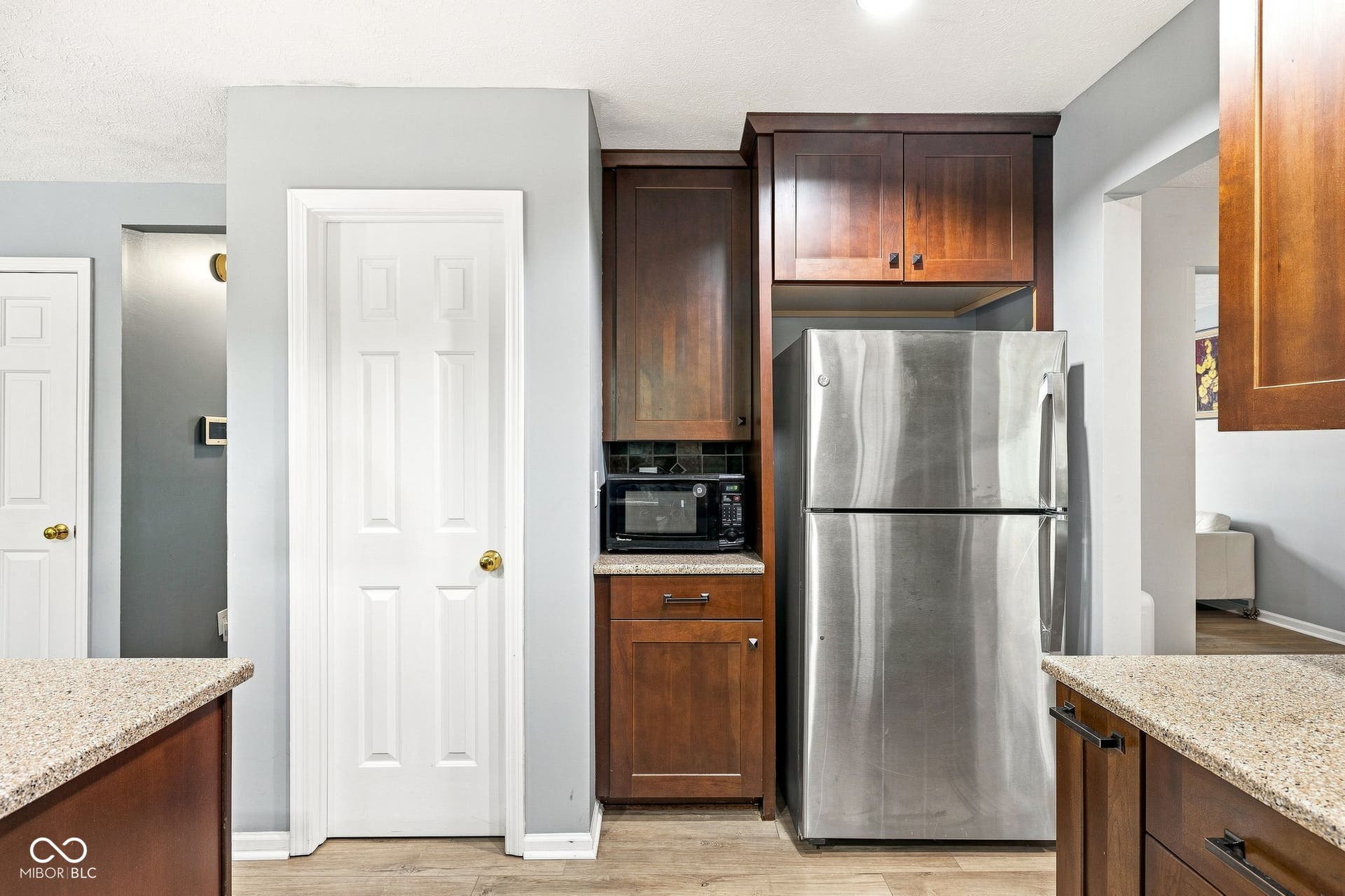 Pantry, microwave cabinet, and refrigerator