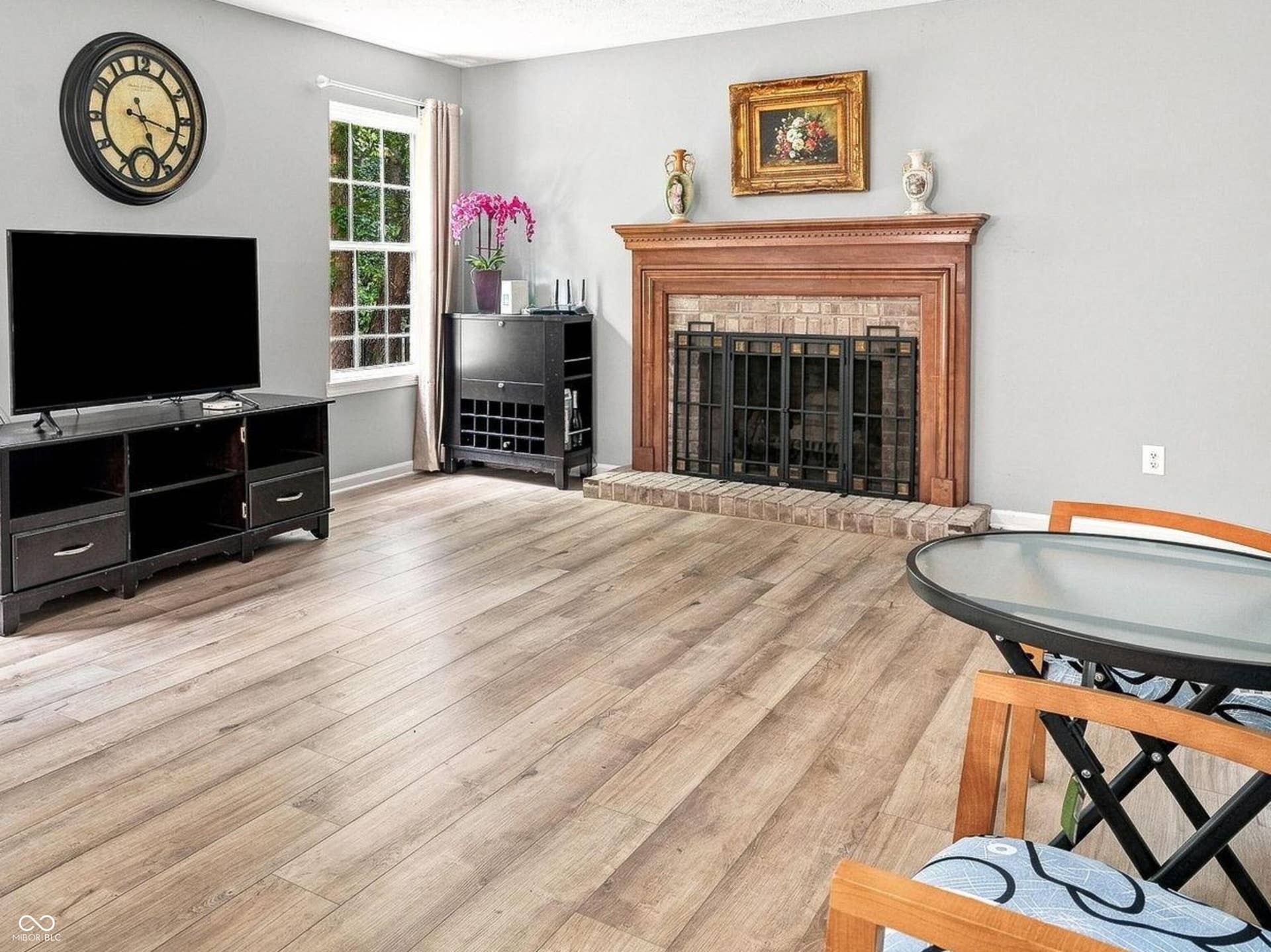 Family room with fireplace