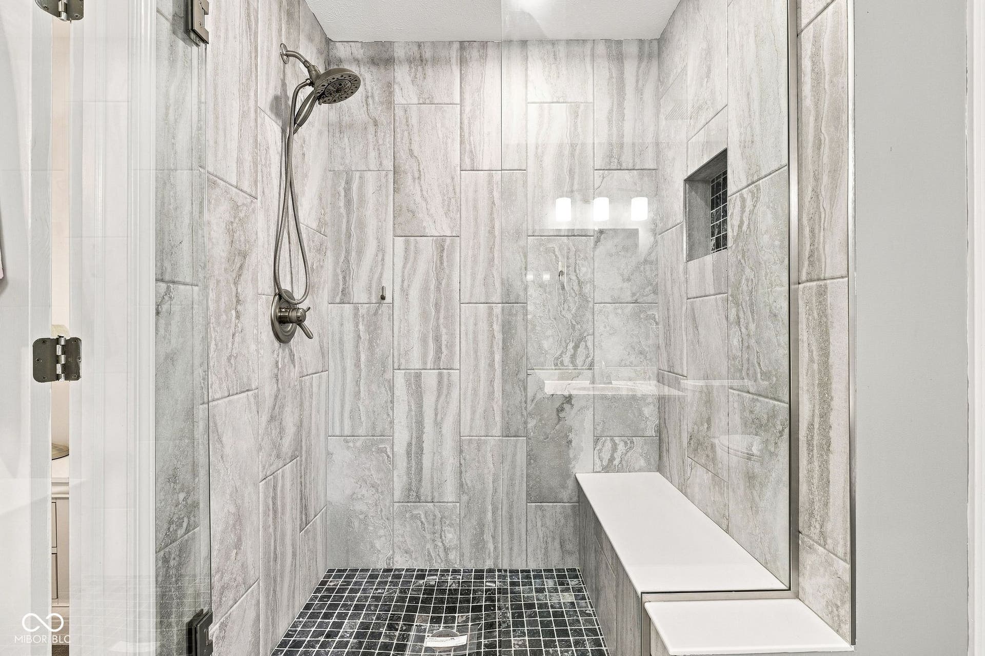 Custom tile shower with bench