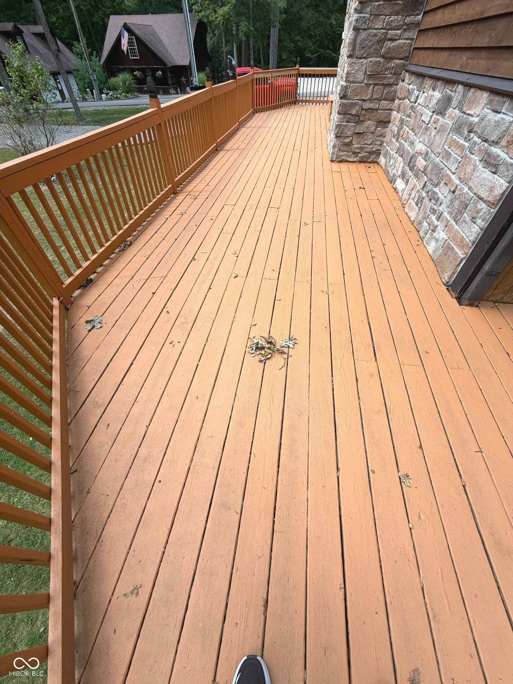Wrap-around wood deck