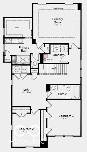 First Floor Plan - Additional Highlights Include: water softener rough-in located in laundry room, and quartz countertops