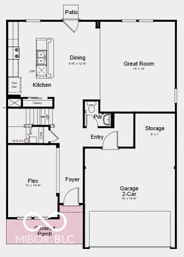 First Floor Plan - Additional Highlights Include: quartz countertops, gas line added to the kitchen, and water softener rough-in located under the stairs