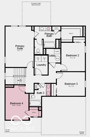 Second Floor Plan - Additional Highlights Include: quartz countertops, gas line added to the kitchen, and water softener rough-in located under the stairs