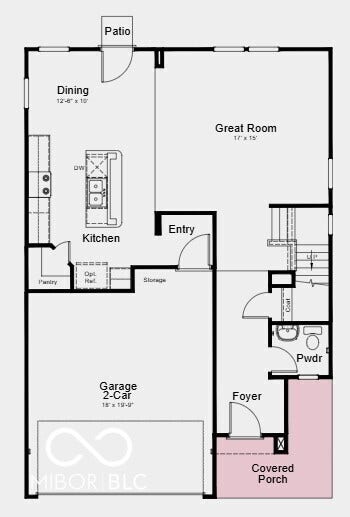 First Floor Plan - Additional Highlights Include: smooth wall shower in place of tub/shower combo at primary bath and vinyl flooring added to great room