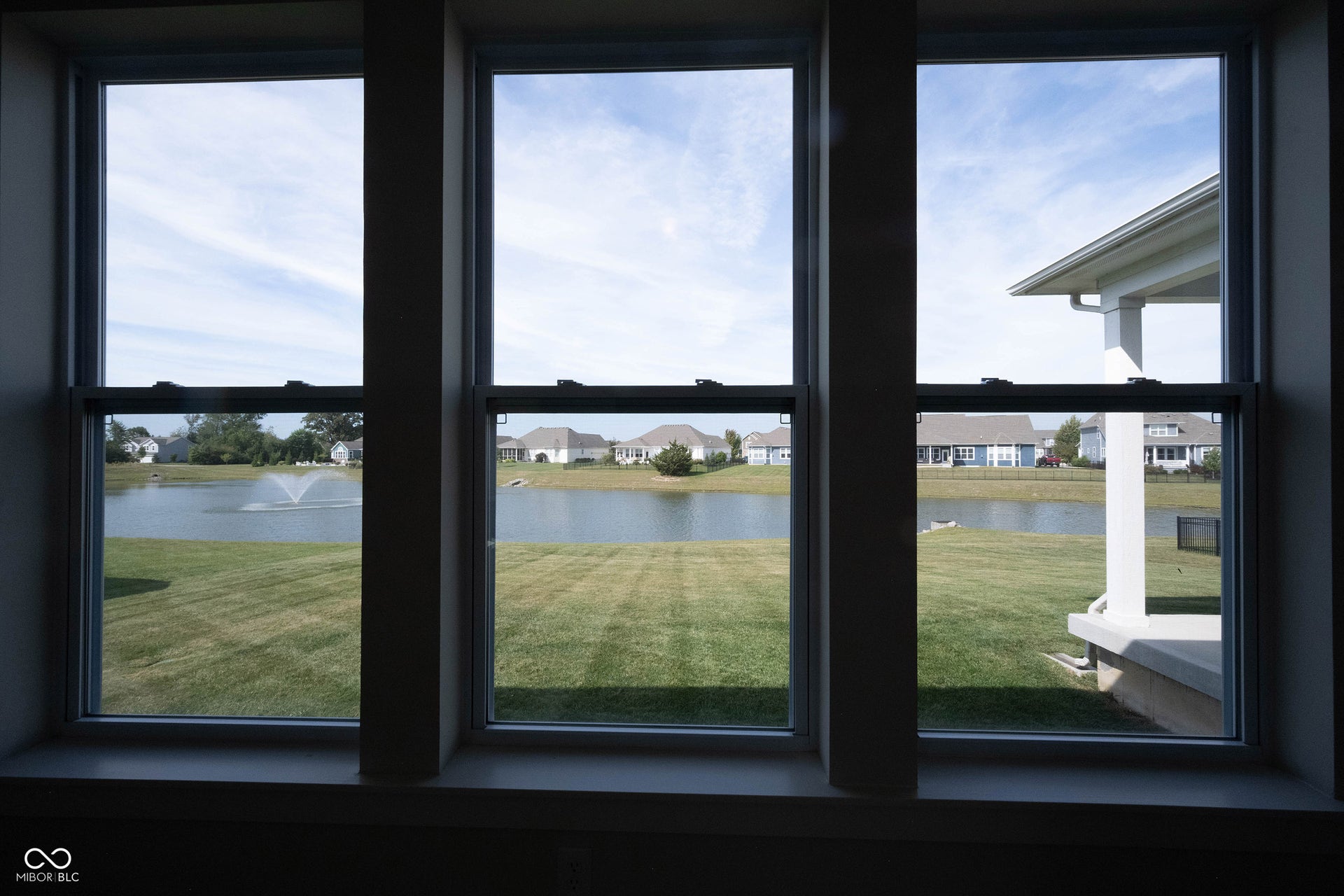 View from the primary bedroom of the pond.