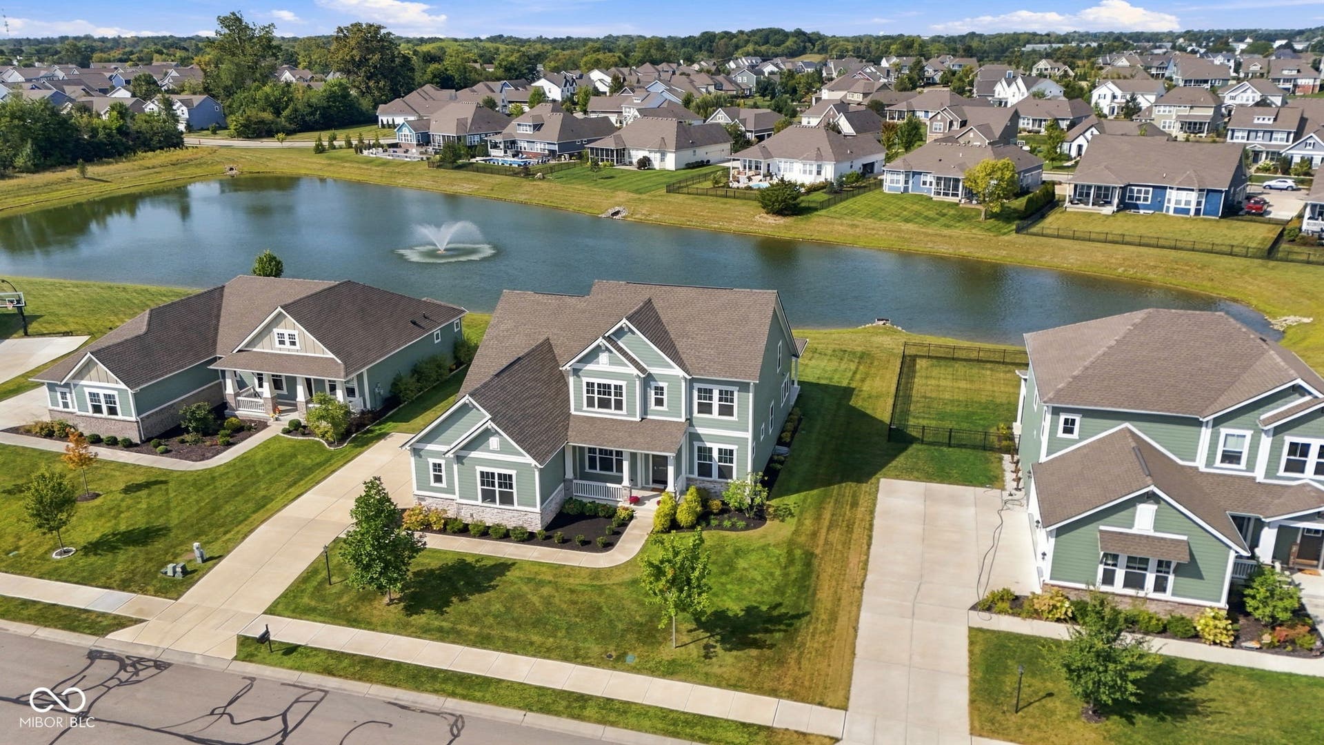 Drone shot featuring the pond behind