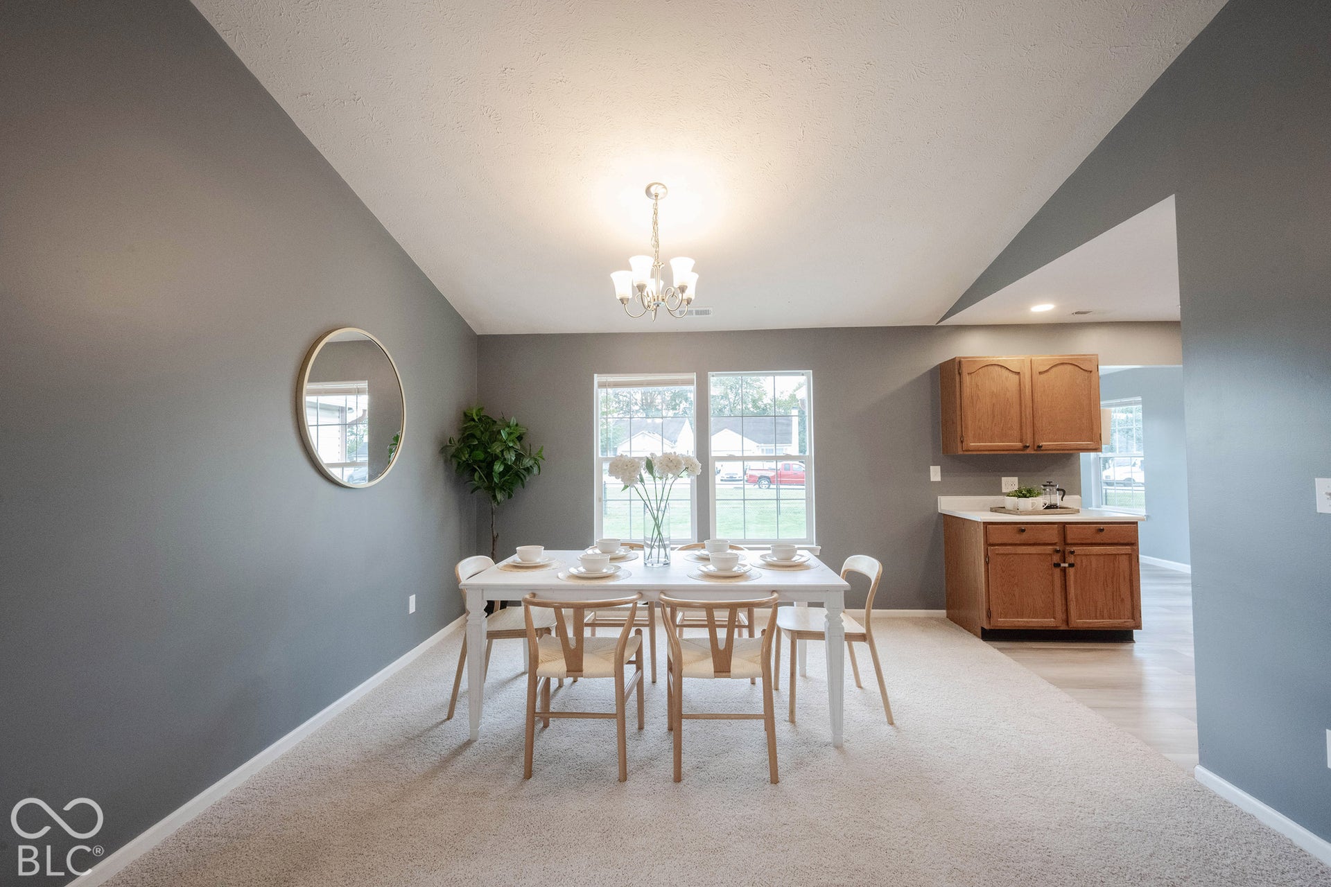 The living room opens directly to this picturesque dining area.