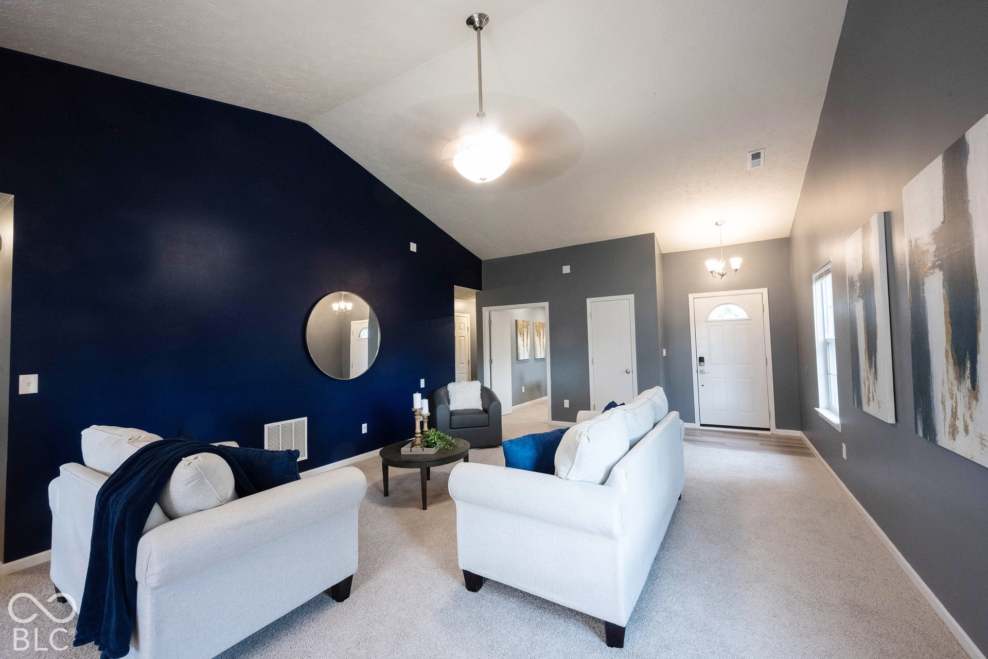 A beautifully modern accent room really ties this room together!