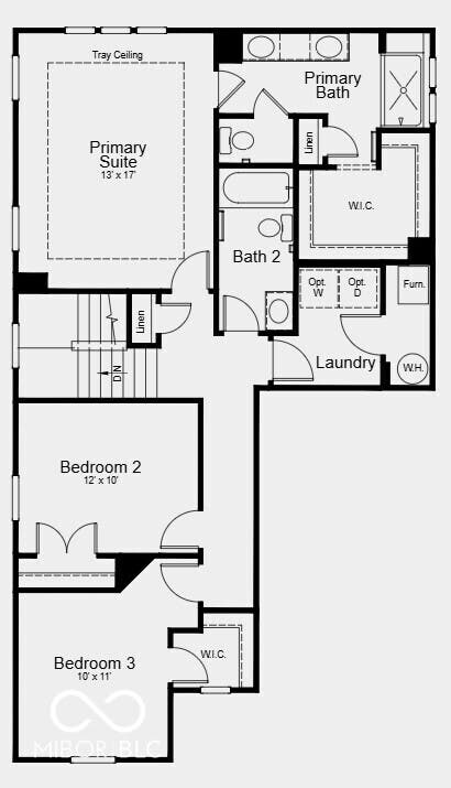 Second Floor Plan - Additional Highlights Include: double doors at flex, 10' ceilings on first floor, and gas line in kitchen