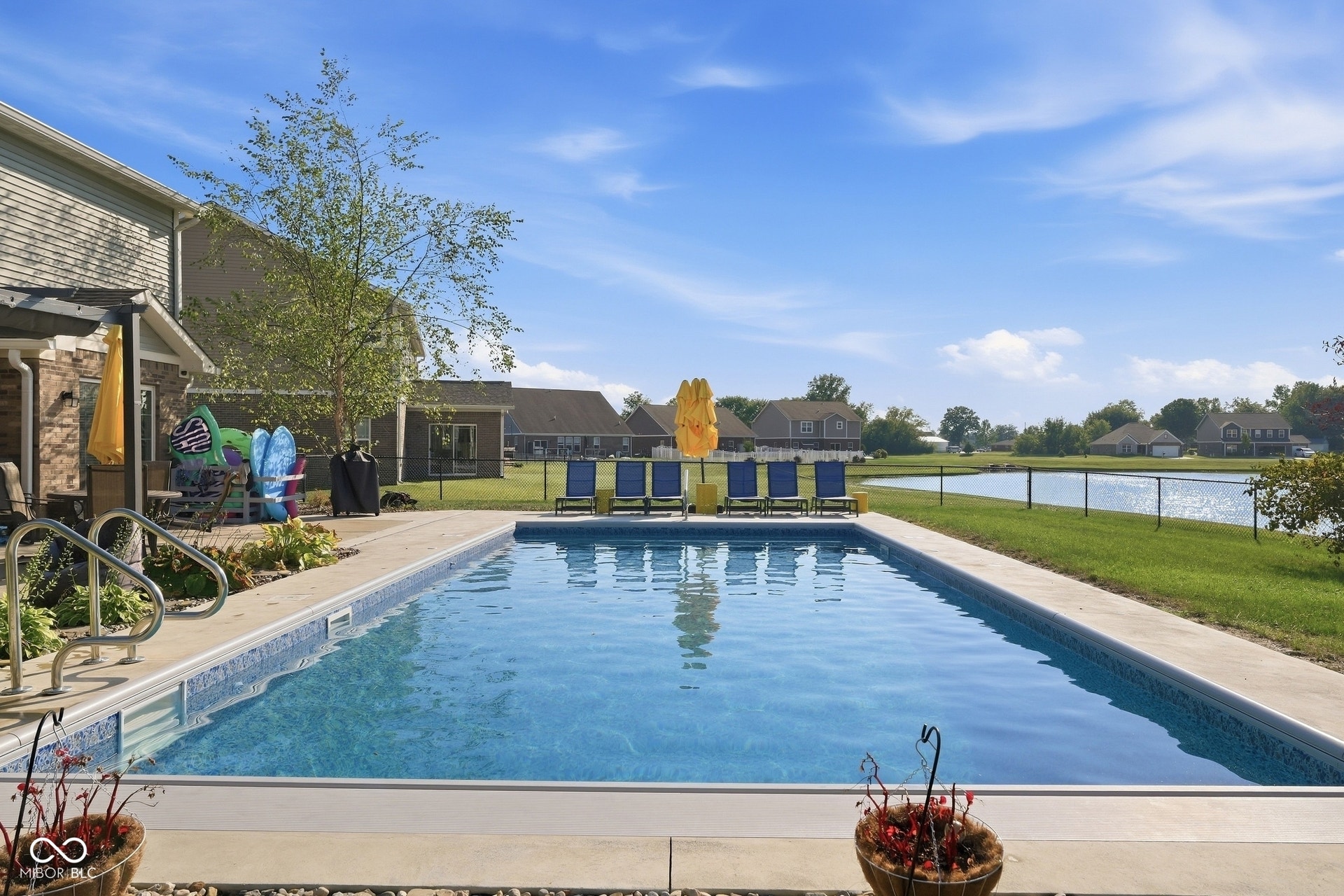 3394 S Bennett Drive, New Palestine, IN 46163 Beautiful rectangular inground pool with concrete surround