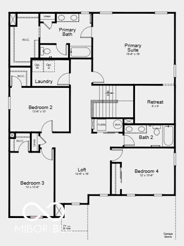 Second Floor Plan - Additional Highlights Include: 42" cabinets, water softener rough in, smooth wall shower, and uncovered patio