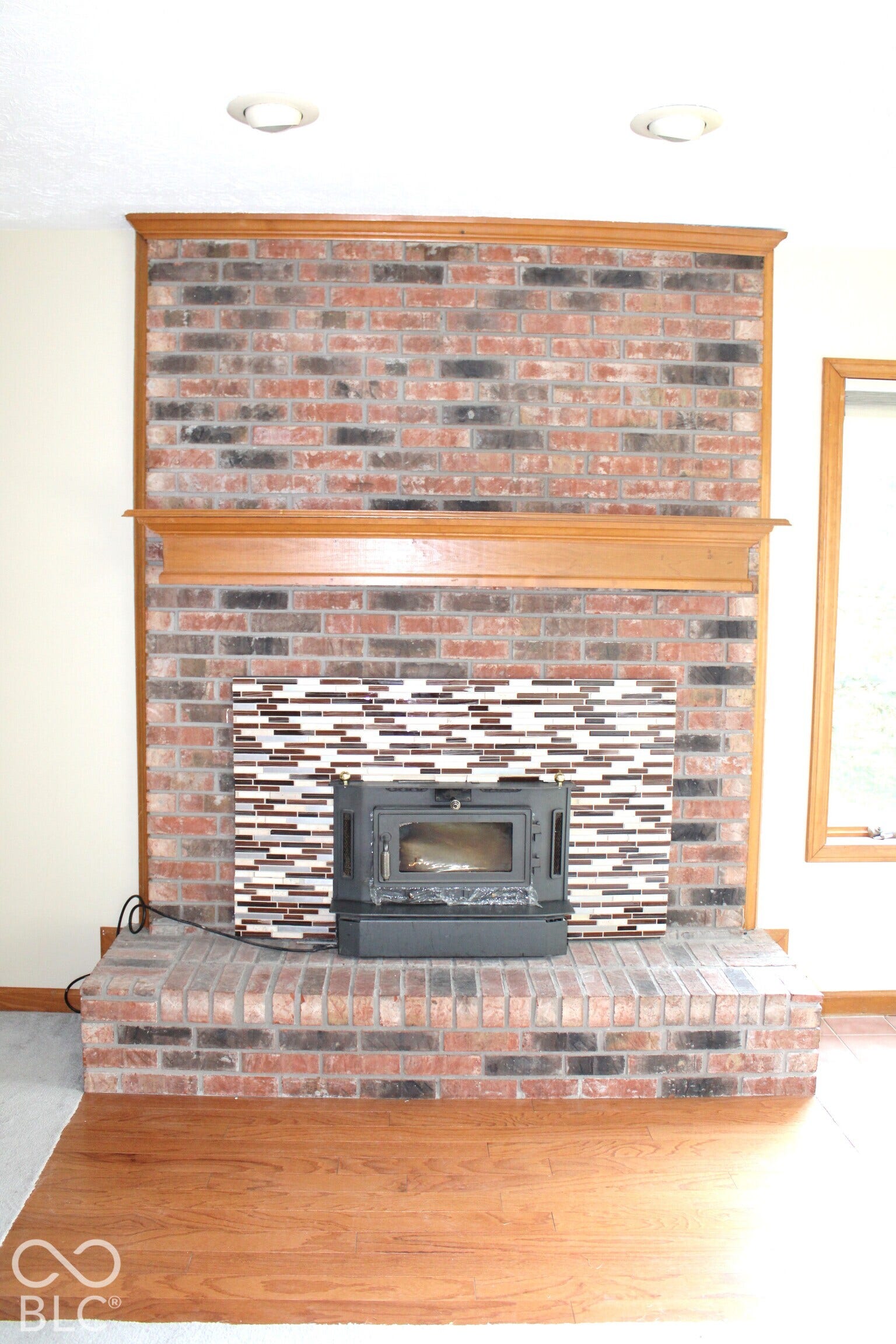 Fireplace with Wood Mantle