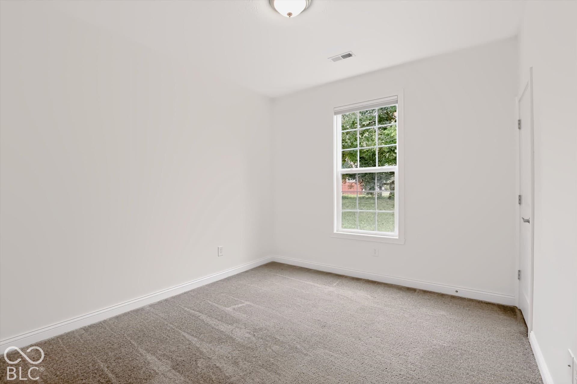 6520 Coughlan Drive, Indianapolis, IN 46278 Neutral wall paint, plush carpet flooring, recessed window, ceiling-mounted light fixture, and white trim