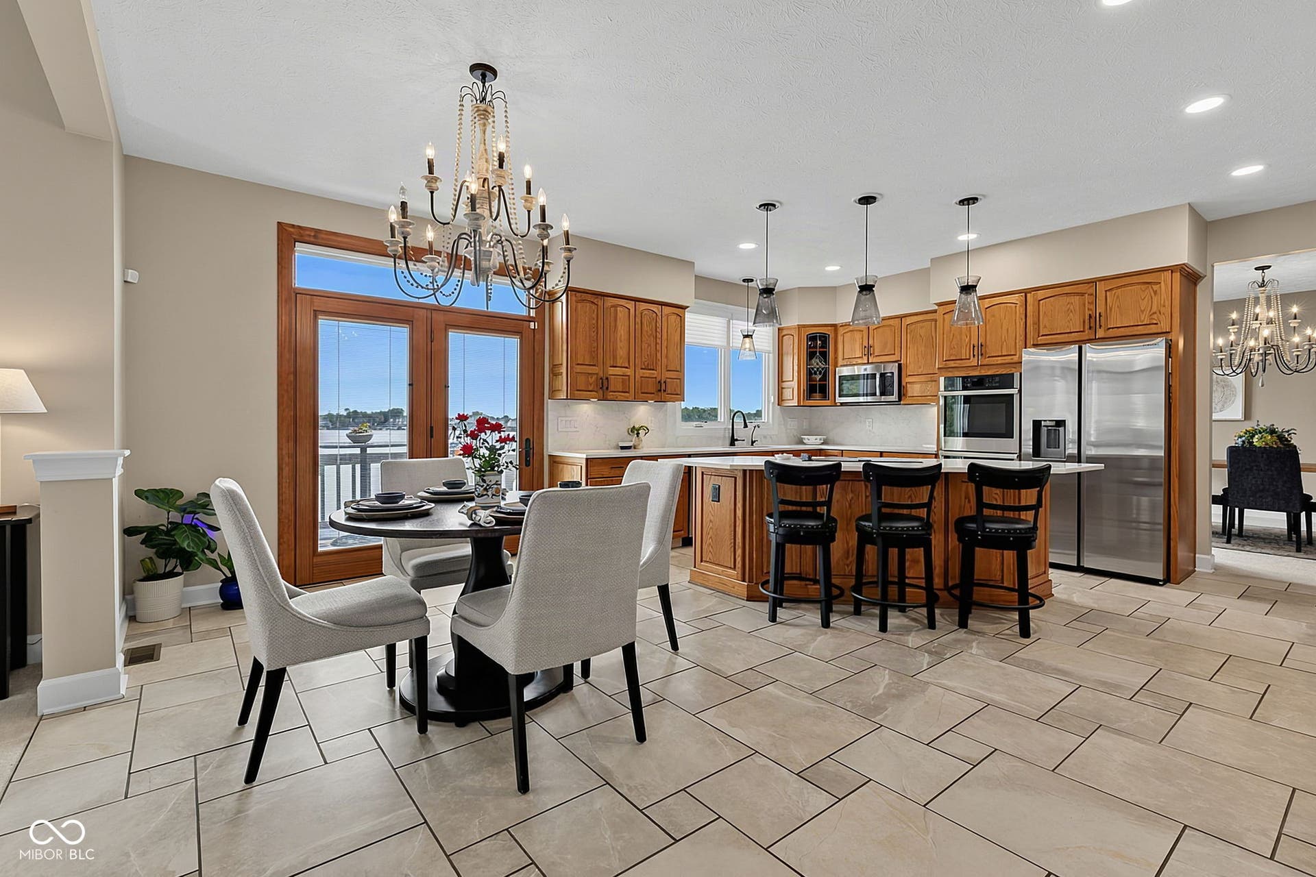 Open-concept kitchen and dining area.