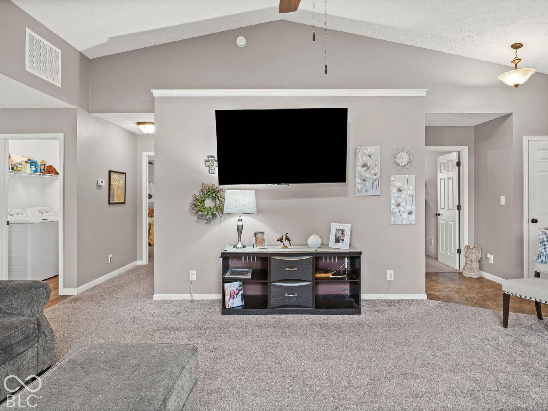 This wall in the great room is ready to accommodate whatever size TV you need!