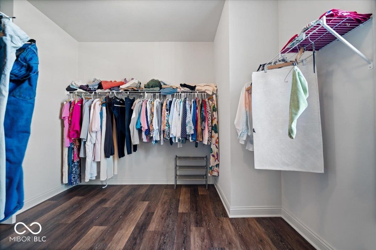 The primary closet is spacious