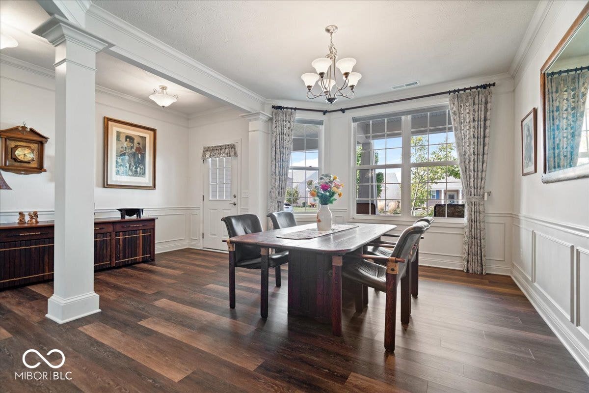 The formal dining room is located at the front of the home.