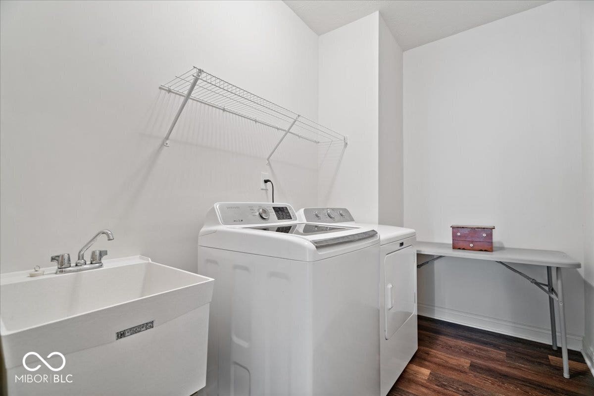 A separate laundry room with space to hang clothes out to dry
