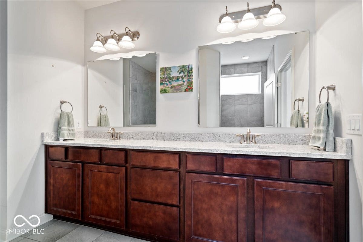 With double sinks and upgraded quartz counter tops