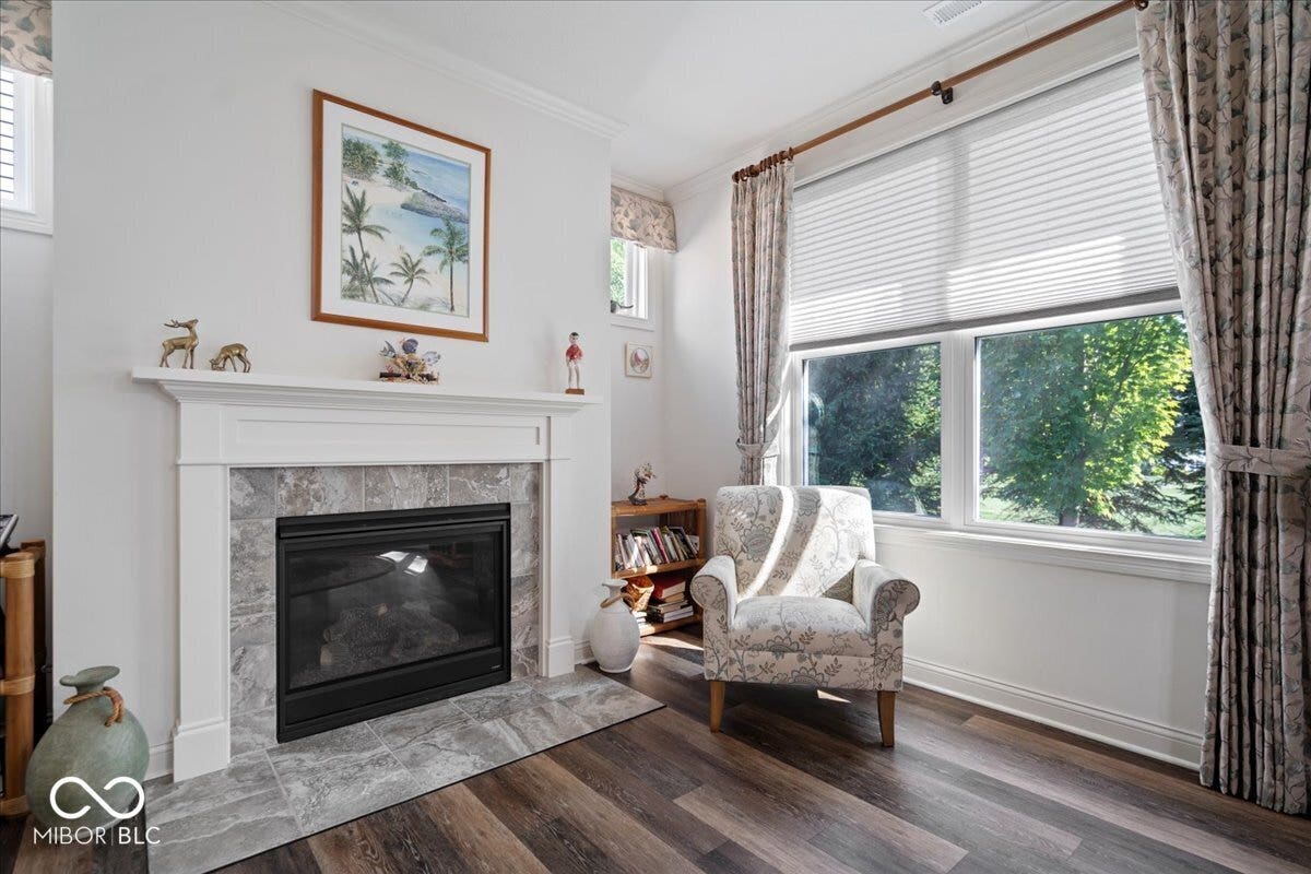A bonus second fireplace in the hearth room.