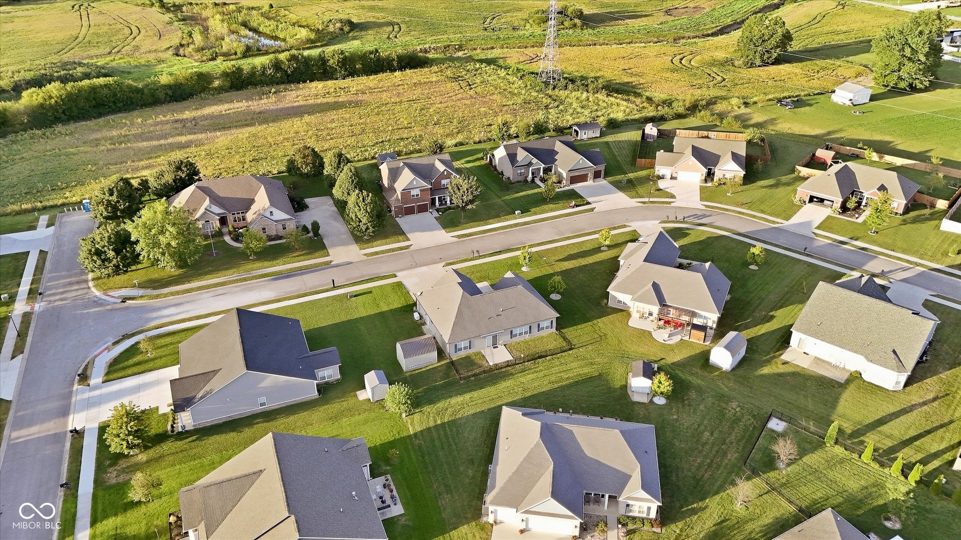 Residential properties with mature landscaping