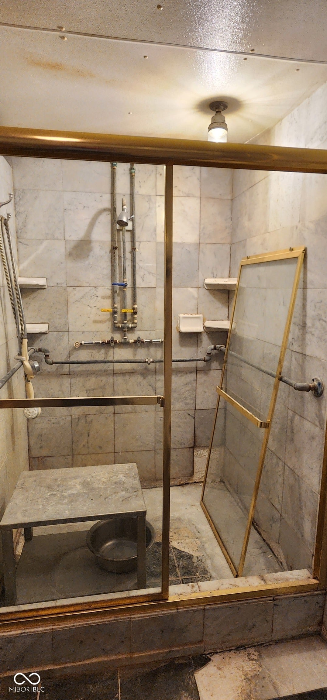 Unfinished basement shower