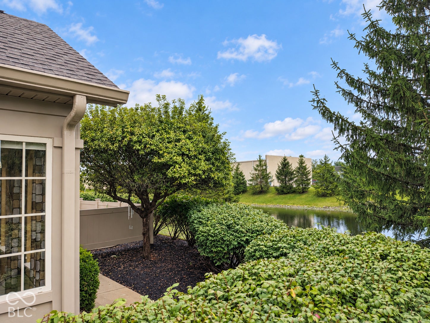 View of the private pond right off the front patio area.