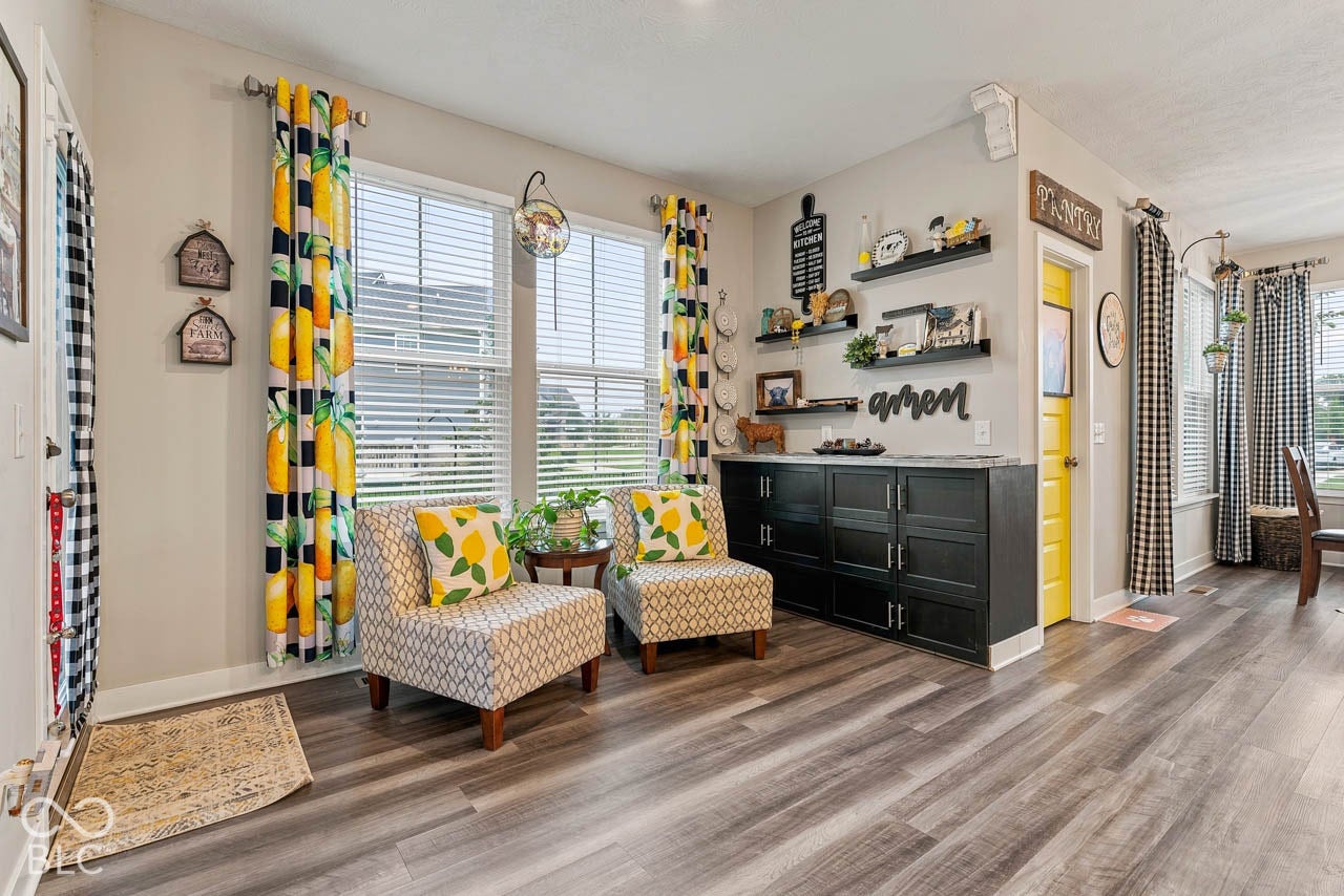 Wood-finish flooring throughout
