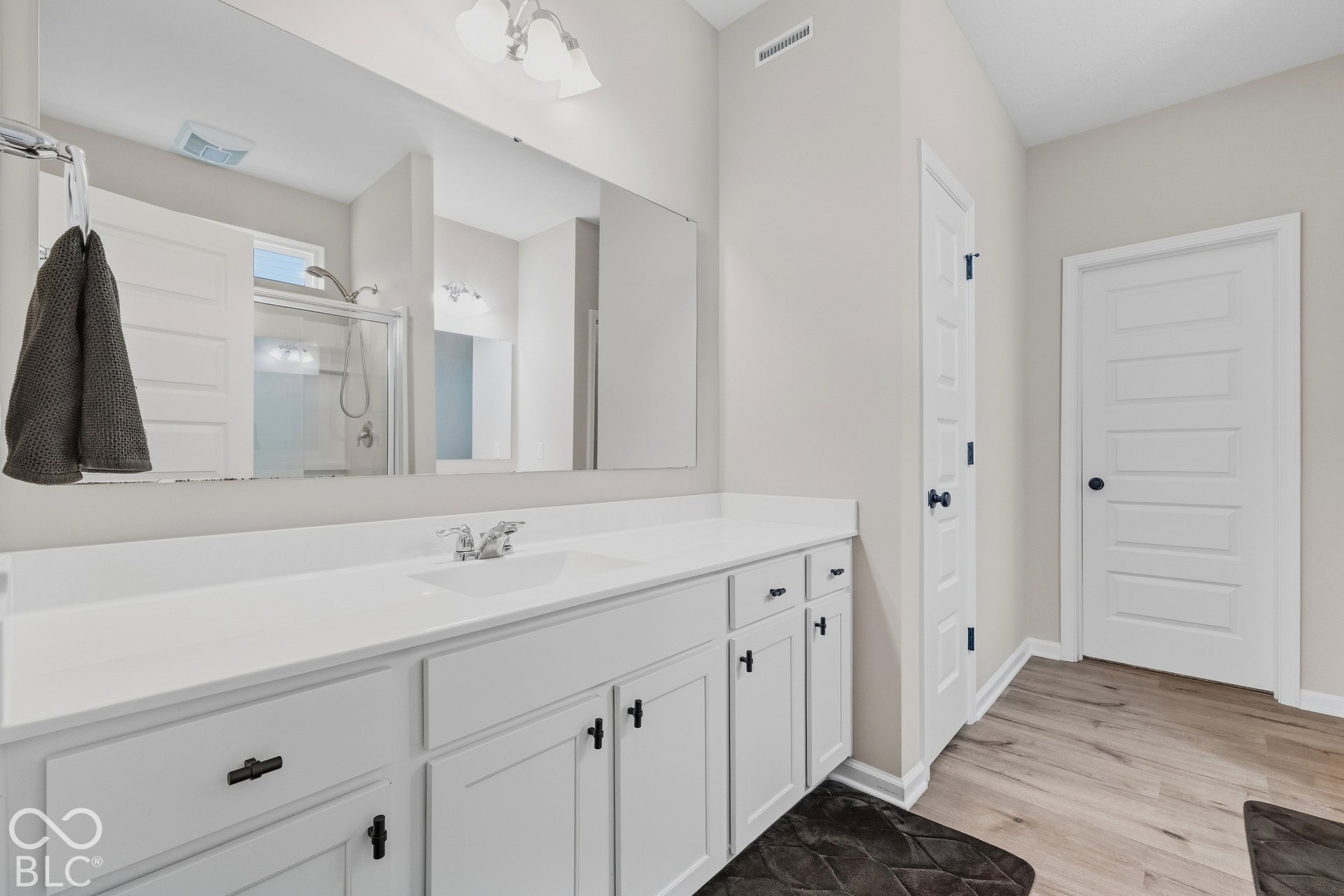 Large vanity with abundant counter space