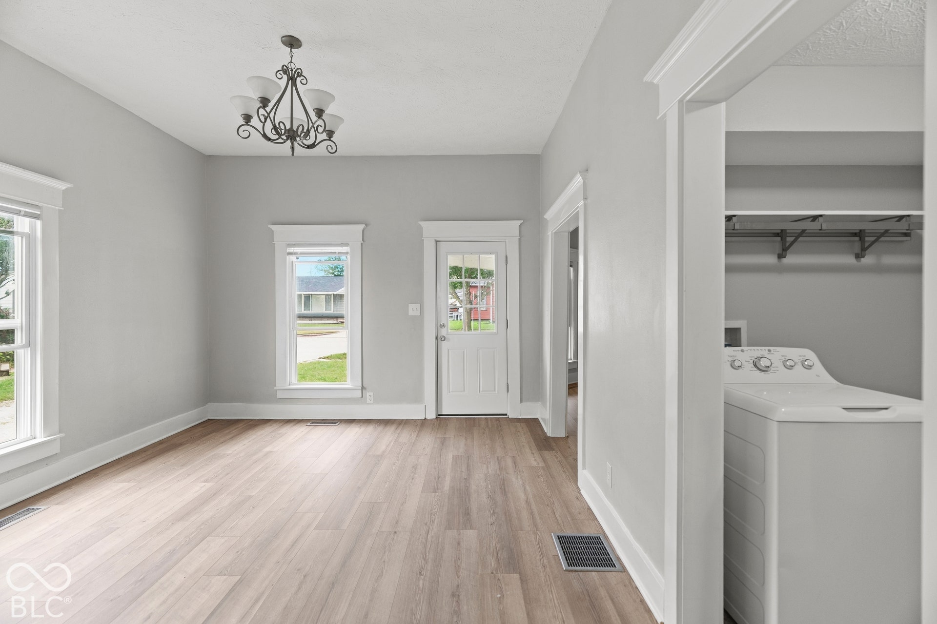 Laundry, second bedroom and bathroom are to the right.