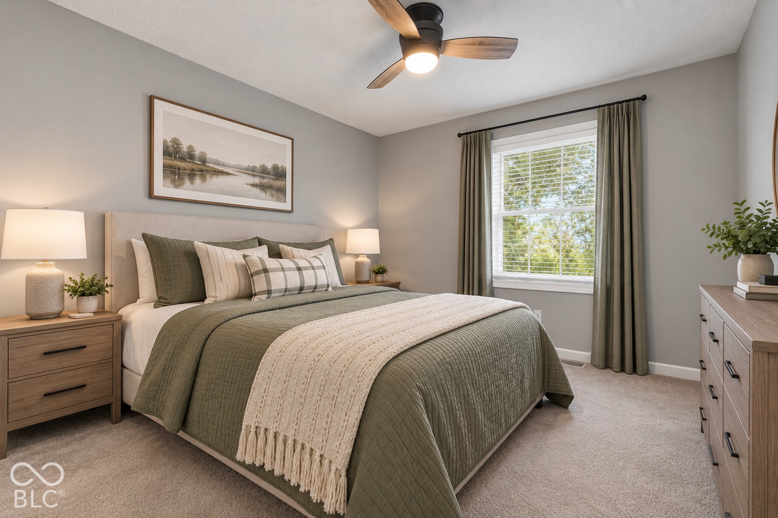 Neutral wall color with a large window, providing natural light