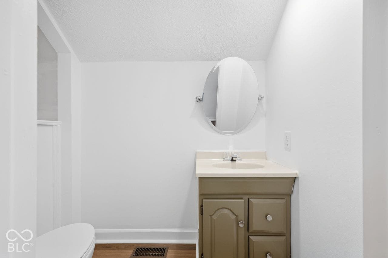 2nd House Half Bathroom Upstairs. Has Plumbing for Full Bath