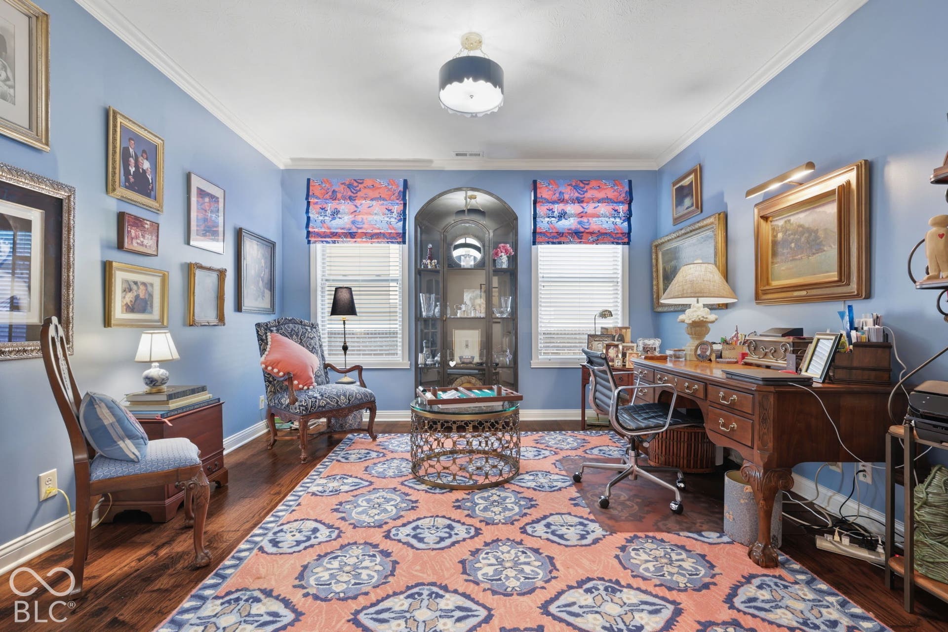 Wood-finish flooring with crown molding