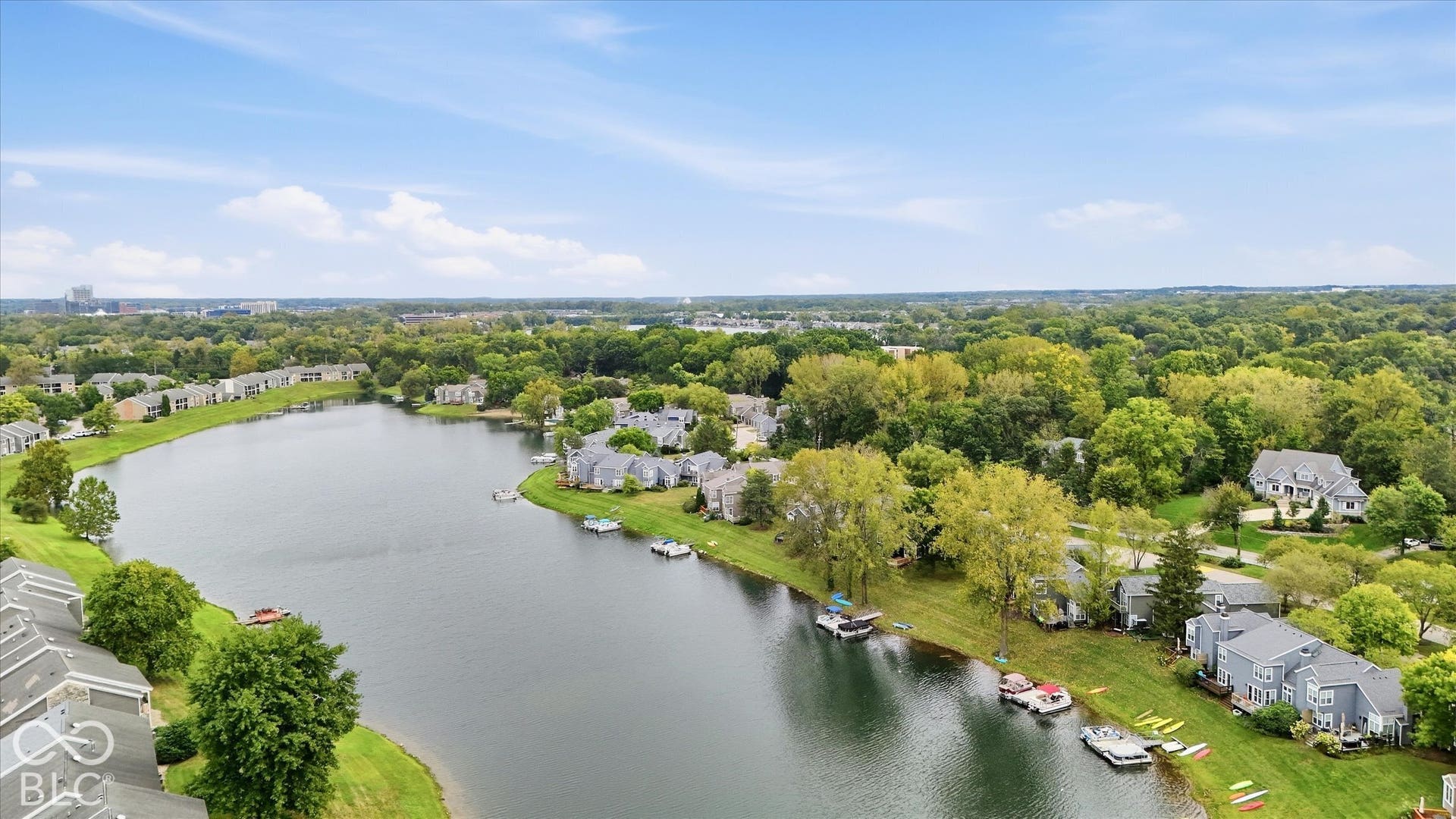 Waterfront properties with direct lake access and mature trees
