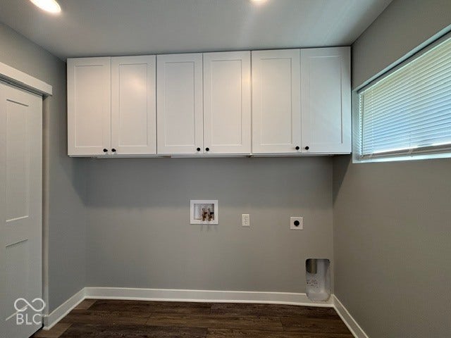 252 Indiana Street, Plainfield, IN 46168 White upper cabinetry, recessed lighting, wood-finish flooring, and a horizontal window