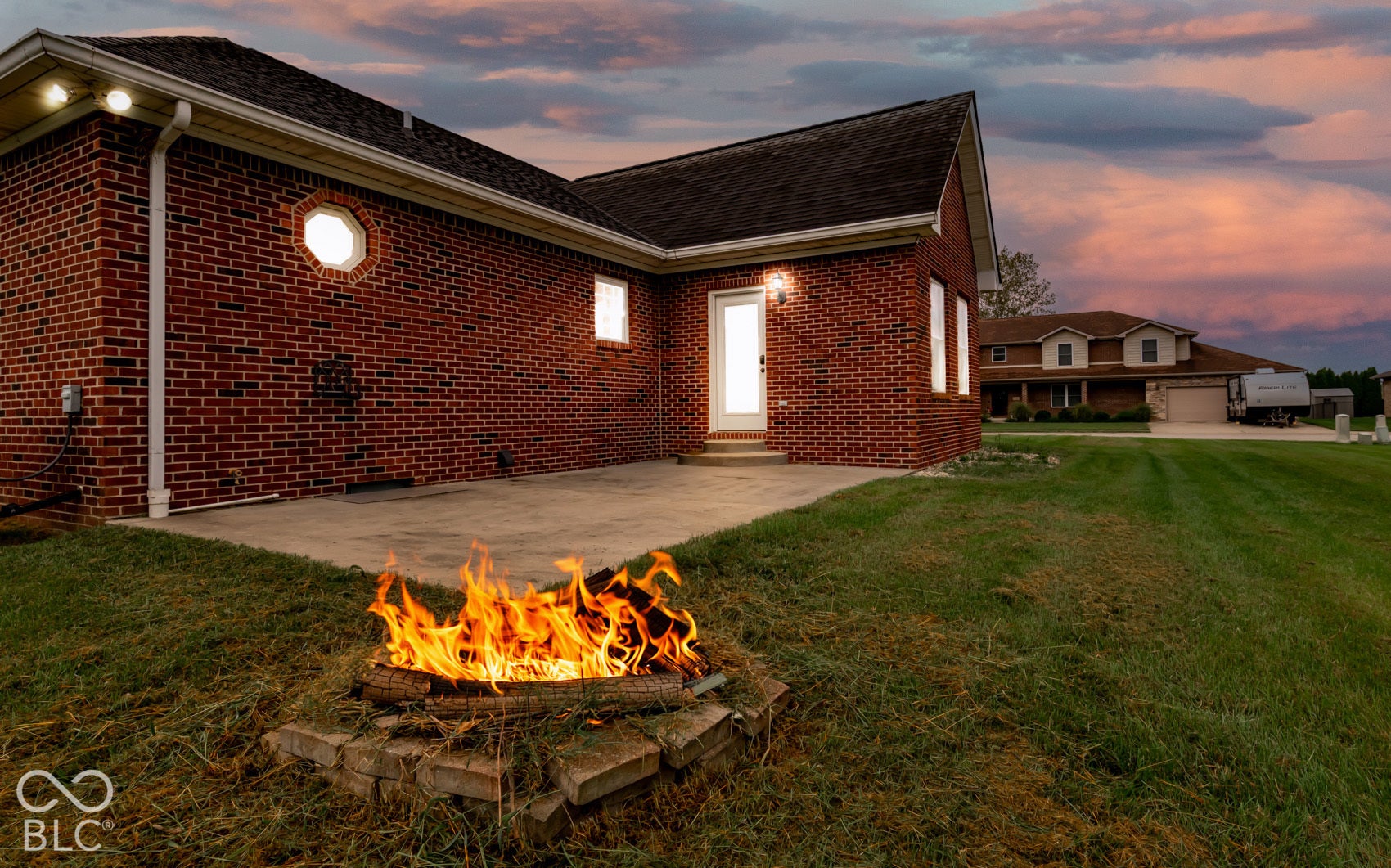 Brick exterior with an octagonal window