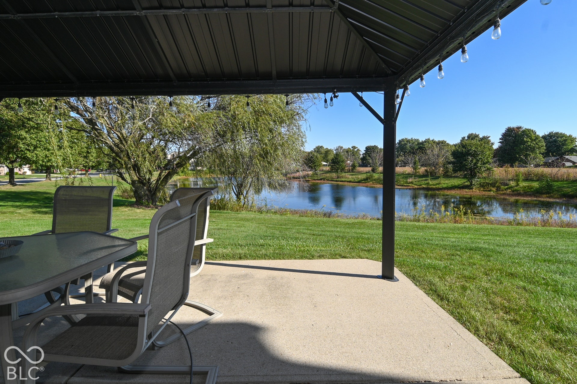 195 Warrington Court, Pittsboro, IN 46167 Back Patio with Pond View