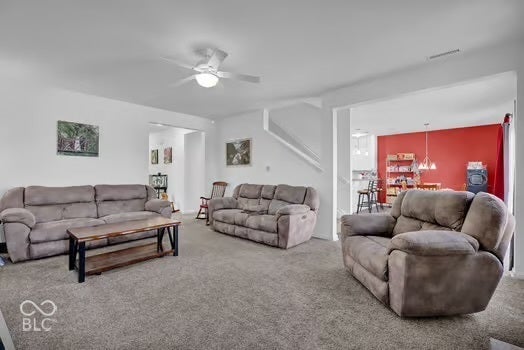 Recessed lighting and ceiling fan overhead